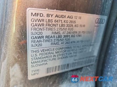 Zdjęcie 12 z 12 samochodu: 2019 AUDI Q8 PREMIUM VIN:WA1AVAF19KD020023 - miniatura