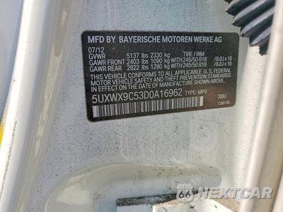 Zdjęcie 14 z 14 samochodu: 2013 BMW X3 XDRIVE28I VIN:5UXWX9C53D0A16962 - miniatura