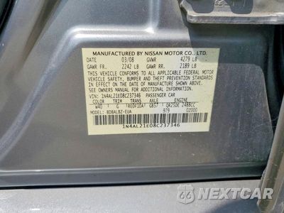 Zdjęcie 12 z 12 samochodu: 2008 NISSAN ALTIMA 2.5 VIN:1N4AL21E08C237346 - miniatura