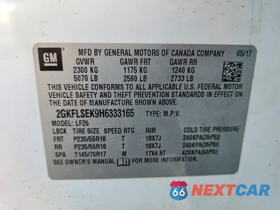 Zdjęcie 13 z 13 samochodu: 2017 GMC TERRAIN SLE VIN:2GKFLSEK9H6333165 - miniatura