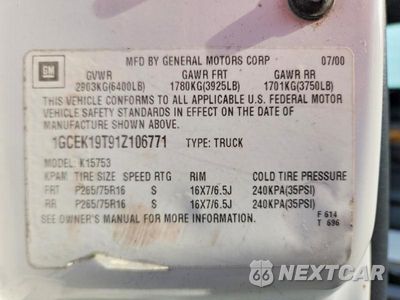 Zdjęcie 12 z 12 samochodu: 2001 CHEVROLET SILVERADO K1500 VIN:1GCEK19T91Z106771 - miniatura