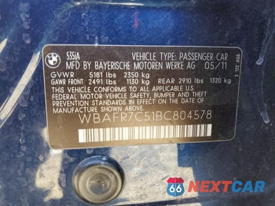 Zdjęcie 12 z 12 samochodu: 2011 BMW 535 I VIN:WBAFR7C51BC804578 - miniatura