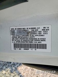 Zdjęcie 13 z 13 samochodu: 2015 HONDA ODYSSEY EXL VIN:5FNRL5H64FB013686 - miniatura