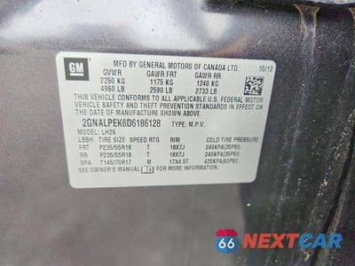 Zdjęcie 13 z 13 samochodu: 2013 CHEVROLET EQUINOX LT VIN:2GNALPEK6D6186128 - miniatura