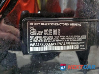 Zdjęcie 12 z 12 samochodu: 2021 BMW 530 XI VIN:WBA13BJ06MWX27634 - miniatura