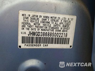Zdjęcie 12 z 12 samochodu: 2008 HONDA FIT SPORT VIN:JHMGD38688S002218 - miniatura
