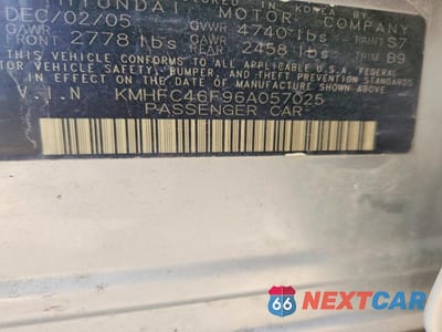 Zdjęcie 12 z 12 samochodu: 2006 HYUNDAI AZERA VIN:KMHFC46F96A057025 - miniatura