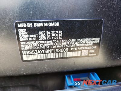 Zdjęcie 12 z 12 samochodu: 2022 BMW M3 VIN:WBS53AY08NFL93606 - miniatura