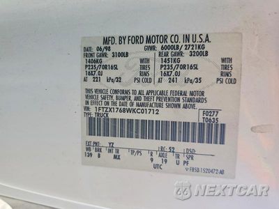 Zdjęcie 12 z 12 samochodu: 1998 FORD F150 VIN:1FTZX1768WKC01712 - miniatura
