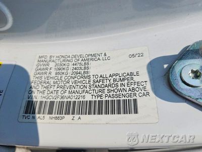 Zdjęcie 13 z 13 samochodu: 2022 HONDA ACCORD SPORT VIN:1HGCV2F36NA012216 - miniatura