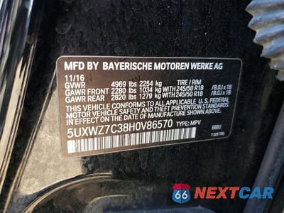 Zdjęcie 13 z 13 samochodu: 2017 BMW X3 SDRIVE28I VIN:5UXWZ7C38H0V86570 - miniatura