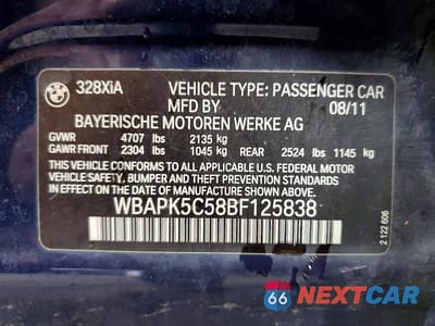Zdjęcie 12 z 12 samochodu: 2011 BMW 328 XI SULEV VIN:WBAPK5C58BF125838 - miniatura