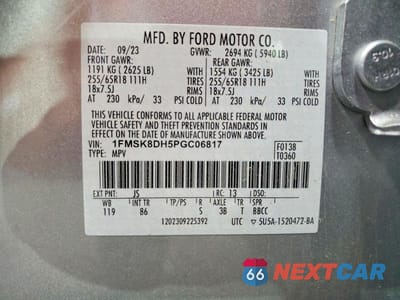 Zdjęcie 13 z 13 samochodu: 2023 FORD EXPLORER XLT VIN:1FMSK8DH5PGC06817 - miniatura