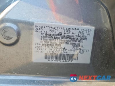 Zdjęcie 13 z 13 samochodu: 2025 NISSAN VERSA SV VIN:3N1CN8EV3SL835939 - miniatura