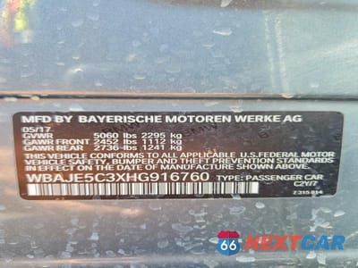 Zdjęcie 12 z 12 samochodu: 2017 BMW 540 I VIN:WBAJE5C3XHG916760 - miniatura