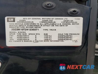 Zdjęcie 12 z 12 samochodu: 2004 CHEVROLET SILVERADO K1500 VIN:2GCEK19T241236971 - miniatura