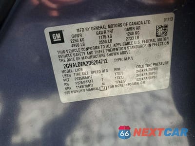 Zdjęcie 13 z 13 samochodu: 2013 CHEVROLET EQUINOX LT VIN:2GNALDEK2D6264712 - miniatura