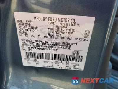 Zdjęcie 13 z 13 samochodu: 2012 FORD ESCAPE XLT VIN:1FMCU9DG8CKB98831 - miniatura