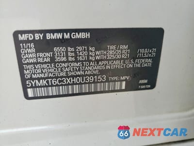 Zdjęcie 14 z 14 samochodu: 2017 BMW X5 M VIN:5YMKT6C3XH0U39153 - miniatura