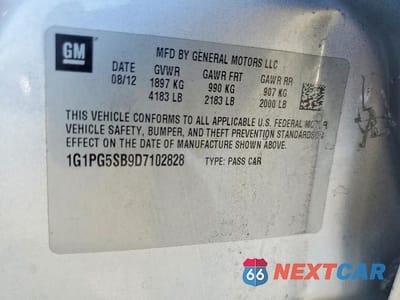 Zdjęcie 12 z 12 samochodu: 2013 CHEVROLET CRUZE LTZ VIN:1G1PG5SB9D7102828 - miniatura