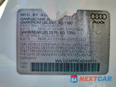 Zdjęcie 13 z 13 samochodu: 2012 AUDI Q5 PREMIUM PLUS VIN:WA1LFAFP6CA049816 - miniatura