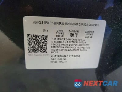 Zdjęcie 12 z 12 samochodu: 2019 CHEVROLET IMPALA PREMIER VIN:2G1105S34K9159338 - miniatura