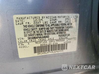 Zdjęcie 12 z 12 samochodu: 2010 NISSAN SENTRA 2.0 VIN:3N1AB6AP4AL646453 - miniatura