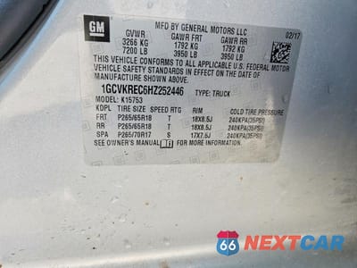 Zdjęcie 13 z 13 samochodu: 2017 CHEVROLET SILVERADO K1500 LT VIN:1GCVKREC6HZ252446 - miniatura