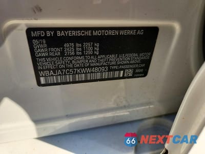 Zdjęcie 12 z 12 samochodu: 2019 BMW 530 XI VIN:WBAJA7C57KWW48093 - miniatura