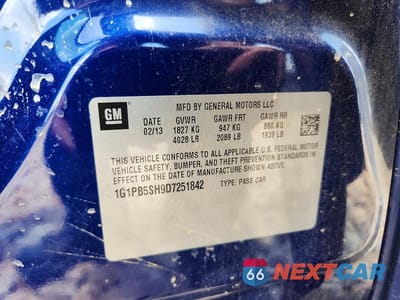 Zdjęcie 13 z 13 samochodu: 2013 CHEVROLET CRUZE LS VIN:1G1PB5SH9D7251842 - miniatura