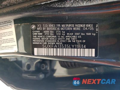 Zdjęcie 13 z 13 samochodu: 2005 BMW X5 3.0I VIN:5UXFA13535LY11834 - miniatura