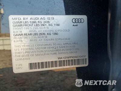 Zdjęcie 13 z 13 samochodu: 2013 AUDI Q5 PREMIUM VIN:WA1CFAFPXDA070430 - miniatura