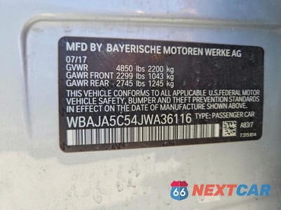 Zdjęcie 12 z 12 samochodu: 2018 BMW 530 I VIN:WBAJA5C54JWA36116 - miniatura