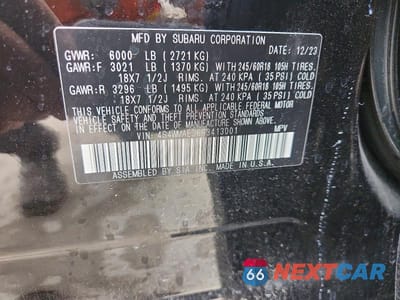 Zdjęcie 12 z 12 samochodu: 2024 SUBARU ASCENT PREMIUM VIN:4S4WMAED6R3413001 - miniatura