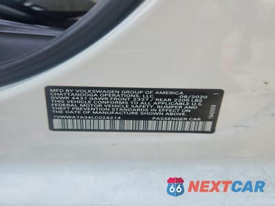 Zdjęcie 12 z 12 samochodu: 2020 VOLKSWAGEN PASSAT SE VIN:1VWWA7A34LC024214 - miniatura