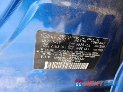 Zdjęcie 12 z 12 samochodu: 2018 HYUNDAI ELANTRA SEL VIN:KMHD84LF4JU665832 - miniatura