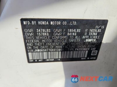 Zdjęcie 13 z 13 samochodu: 2016 HONDA FIT EX VIN:JHMGK5H77GX013951 - miniatura