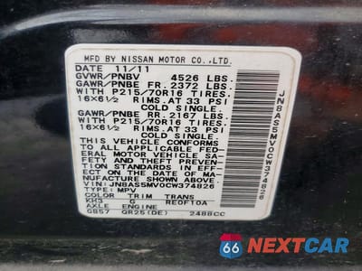 Zdjęcie 14 z 14 samochodu: 2012 NISSAN ROGUE S VIN:JN8AS5MV0CW374826 - miniatura