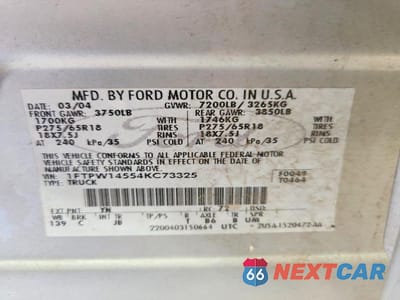 Zdjęcie 12 z 12 samochodu: 2004 FORD F150 SUPERCREW VIN:1FTPW14554KC73325 - miniatura