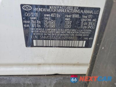 Zdjęcie 13 z 13 samochodu: 2020 HYUNDAI SANTA FE SEL VIN:5NMS33ADXLH291887 - miniatura