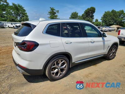 Trzecie zdjęcie samochodu z tyłu: 2022 BMW X3 XDRIVE30I VIN:5UX53DP0XN9M95691 - miniatura