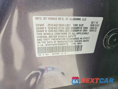 Zdjęcie 13 z 13 samochodu: 2019 HONDA PILOT EXL VIN:5FNYF5H57KB029773 - miniatura