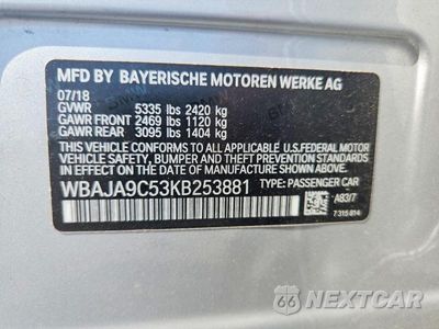 Zdjęcie 12 z 12 samochodu: 2019 BMW 530E VIN:WBAJA9C53KB253881 - miniatura