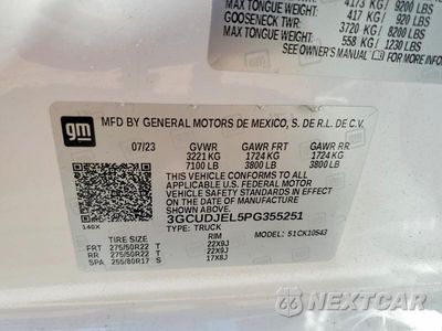 Zdjęcie 12 z 12 samochodu: 2023 CHEVROLET SILVERADO K1500 HIGH COUNTRY VIN:3GCUDJEL5PG355251 - miniatura