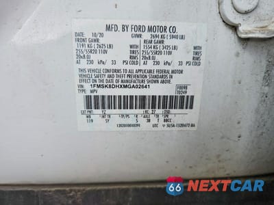 Zdjęcie 14 z 14 samochodu: 2021 FORD EXPLORER XLT VIN:1FMSK8DHXMGA02641 - miniatura