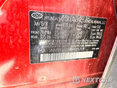 Zdjęcie 13 z 13 samochodu: 2019 HYUNDAI SANTA FE SEL 2.4L VIN:5NMS33AD5KH005359 - miniatura