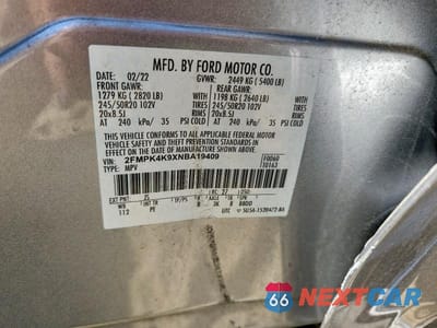 Zdjęcie 13 z 13 samochodu: 2022 FORD EDGE TITANIUM VIN:2FMPK4K9XNBA19409 - miniatura