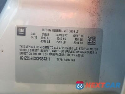 Zdjęcie 12 z 12 samochodu: 2012 CHEVROLET MALIBU 1LT VIN:1G1ZC5E0XCF334311 - miniatura