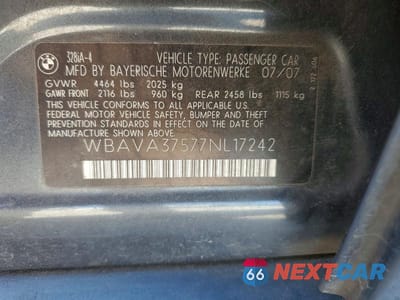 Zdjęcie 12 z 12 samochodu: 2007 BMW 328 I VIN:WBAVA37577NL17242 - miniatura