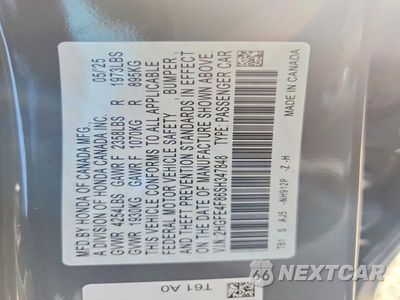 Zdjęcie 12 z 12 samochodu: 2025 HONDA CIVIC SPORT VIN:2HGFE4F86SH347848 - miniatura